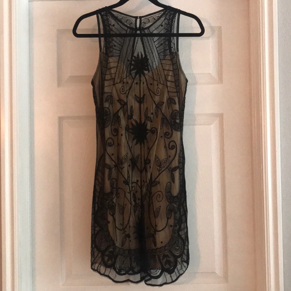 Beaded Black and Tan Dress